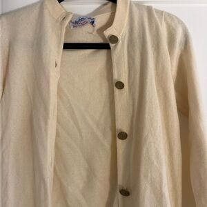 Cream Button-Up Cashmere Cardigan